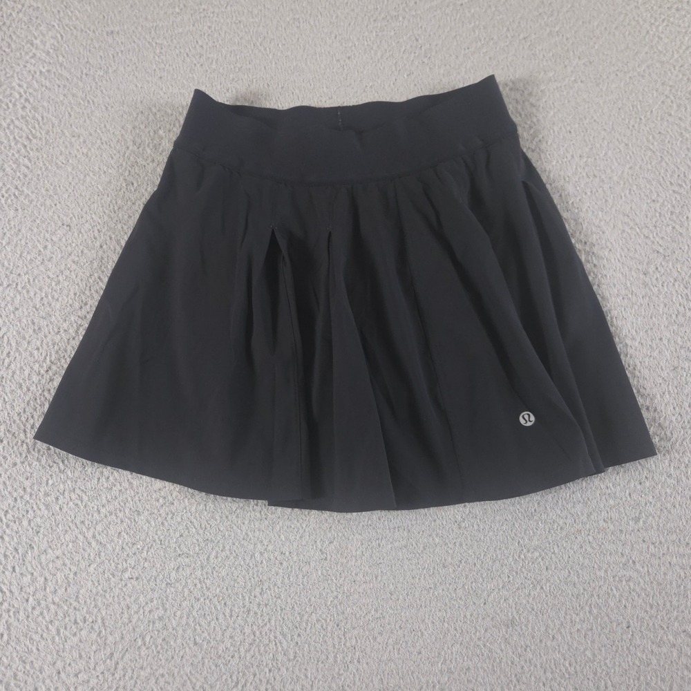 Lululemon Skirt Womens 4 Black Tennis Time Brief Lined Pleated Athletic Sporty